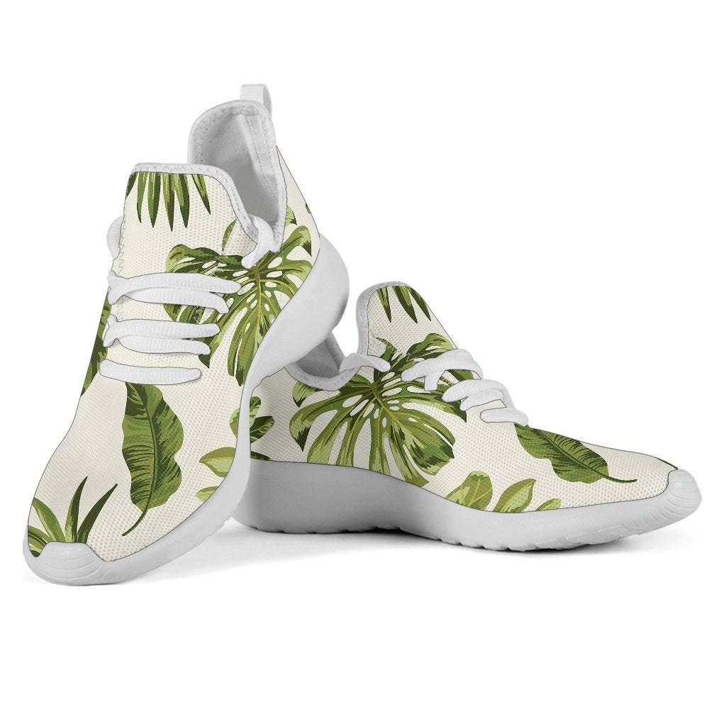 Light Tropical Leaf Pattern Print Mesh Knit Shoes GearFrost