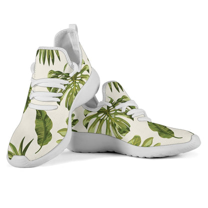 Light Tropical Leaf Pattern Print Mesh Knit Shoes GearFrost