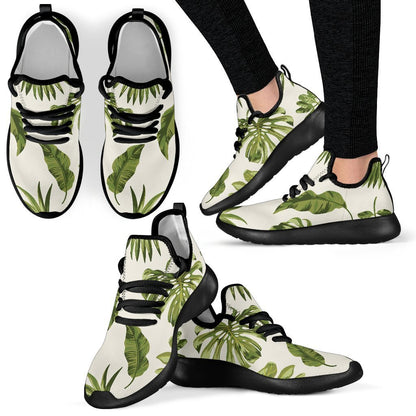 Light Tropical Leaf Pattern Print Mesh Knit Shoes GearFrost