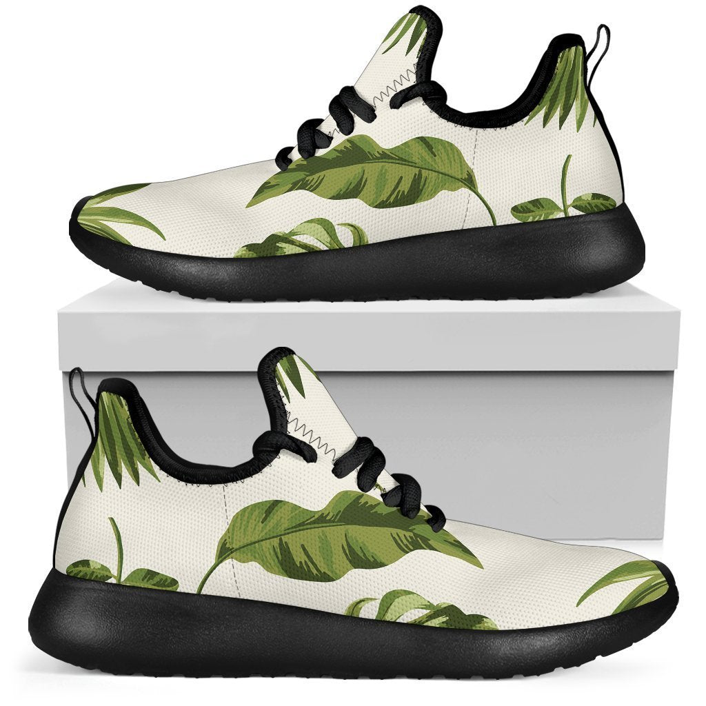 Light Tropical Leaf Pattern Print Mesh Knit Shoes GearFrost