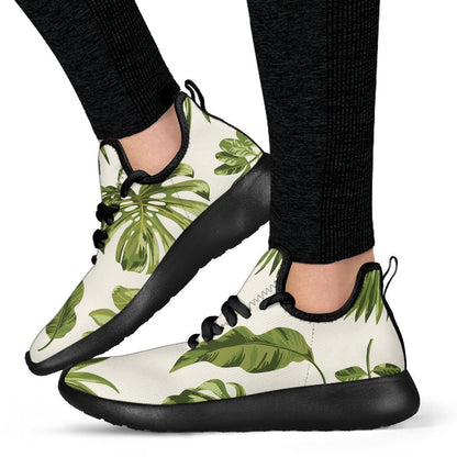 Light Tropical Leaf Pattern Print Mesh Knit Shoes GearFrost
