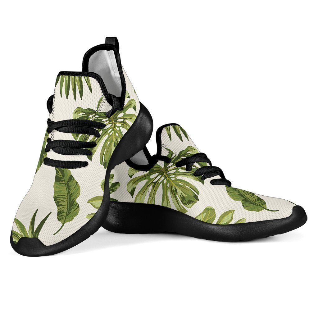 Light Tropical Leaf Pattern Print Mesh Knit Shoes GearFrost