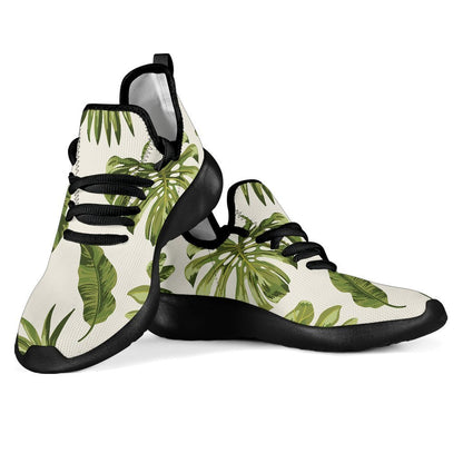 Light Tropical Leaf Pattern Print Mesh Knit Shoes GearFrost