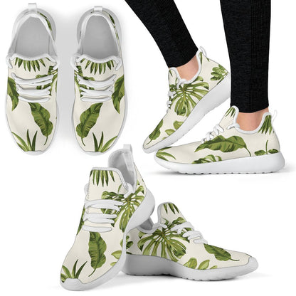 Light Tropical Leaf Pattern Print Mesh Knit Shoes GearFrost