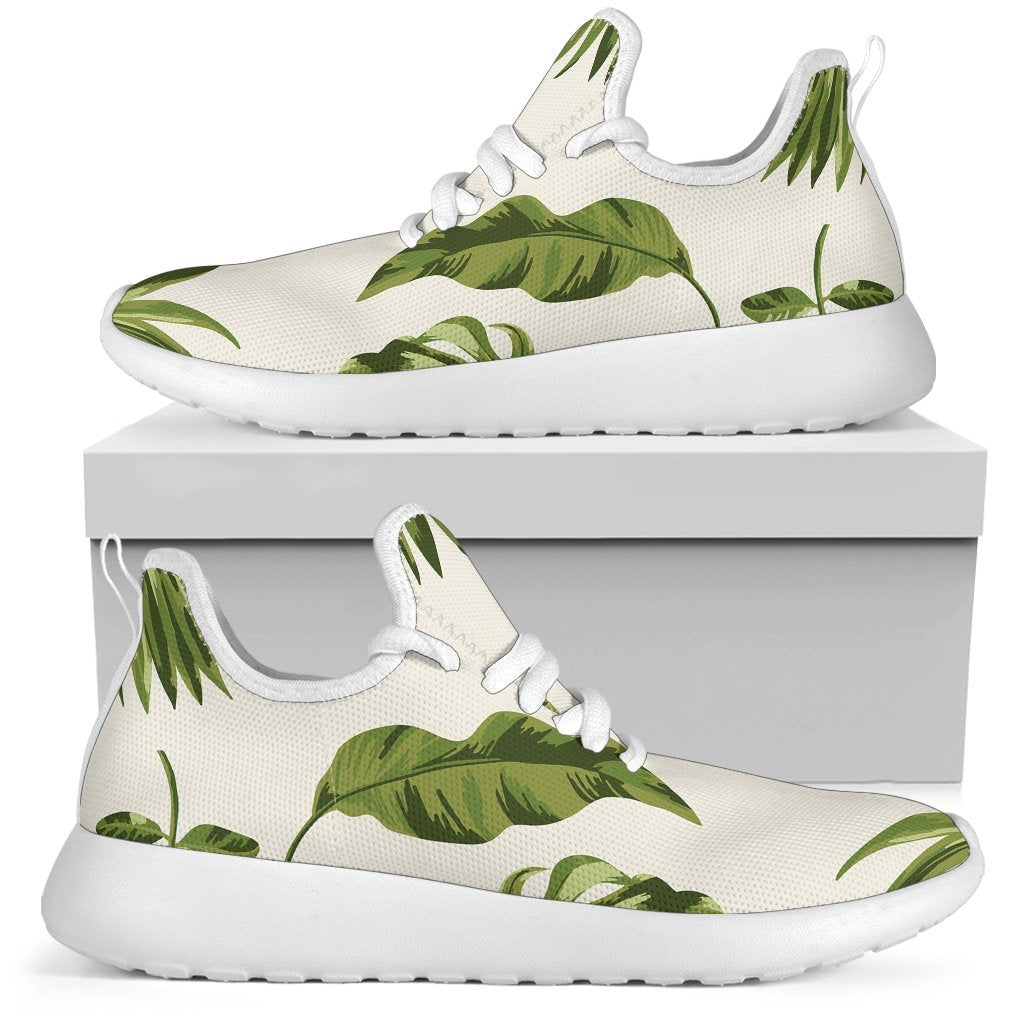 Light Tropical Leaf Pattern Print Mesh Knit Shoes GearFrost
