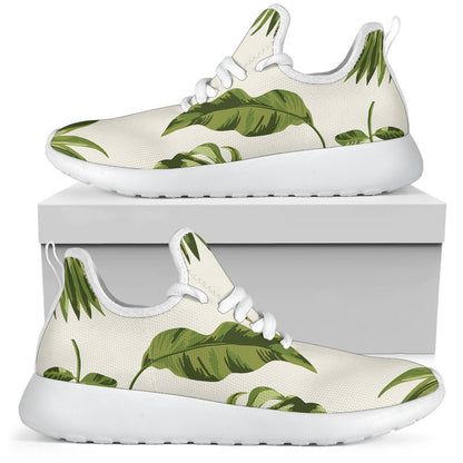 Light Tropical Leaf Pattern Print Mesh Knit Shoes GearFrost