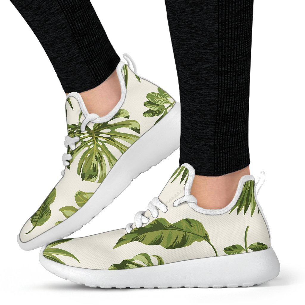 Light Tropical Leaf Pattern Print Mesh Knit Shoes GearFrost