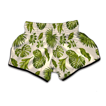 Light Tropical Leaf Pattern Print Muay Thai Boxing Shorts