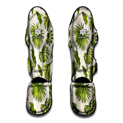 Light Tropical Leaf Pattern Print Muay Thai Shin Guard