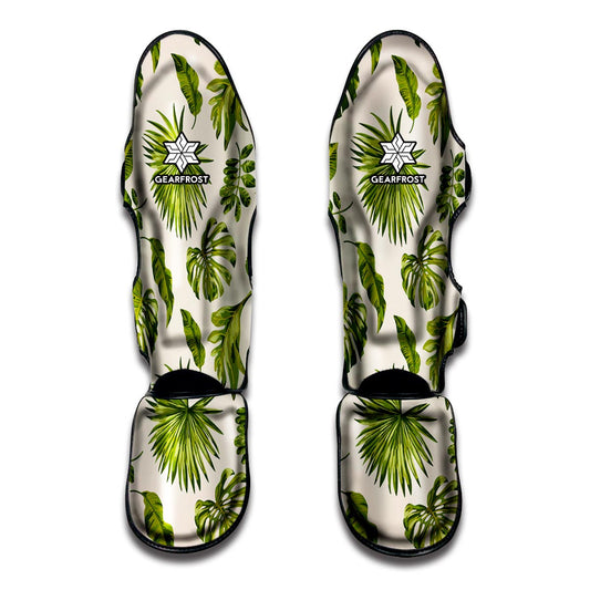 Light Tropical Leaf Pattern Print Muay Thai Shin Guard