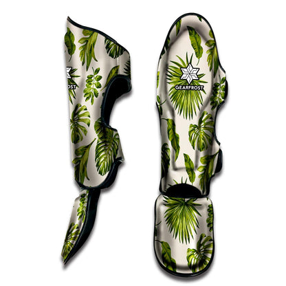 Light Tropical Leaf Pattern Print Muay Thai Shin Guard