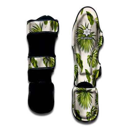 Light Tropical Leaf Pattern Print Muay Thai Shin Guard
