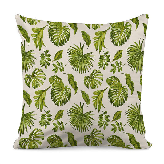 Light Tropical Leaf Pattern Print Pillow Cover