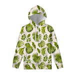Light Tropical Leaf Pattern Print Pullover Hoodie