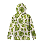 Light Tropical Leaf Pattern Print Pullover Hoodie