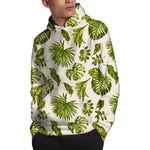 Light Tropical Leaf Pattern Print Pullover Hoodie