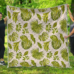 Light Tropical Leaf Pattern Print Quilt