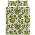Light Tropical Leaf Pattern Print Quilt Bed Set