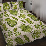 Light Tropical Leaf Pattern Print Quilt Bed Set