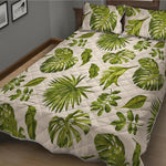 Light Tropical Leaf Pattern Print Quilt Bed Set