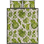 Light Tropical Leaf Pattern Print Quilt Bed Set
