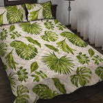 Light Tropical Leaf Pattern Print Quilt Bed Set