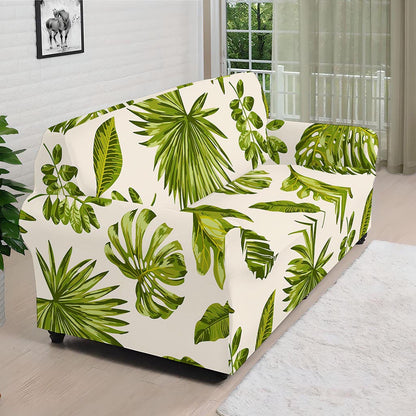 Light Tropical Leaf Pattern Print Sofa Cover
