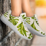 Light Tropical Leaf Pattern Print Sport Shoes GearFrost