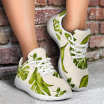 Light Tropical Leaf Pattern Print Sport Shoes GearFrost