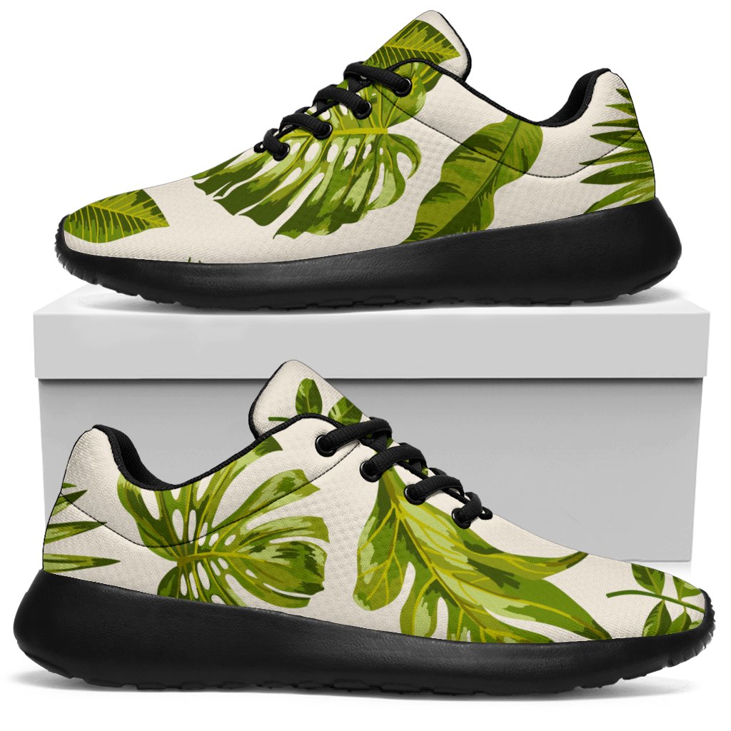 Light Tropical Leaf Pattern Print Sport Shoes GearFrost