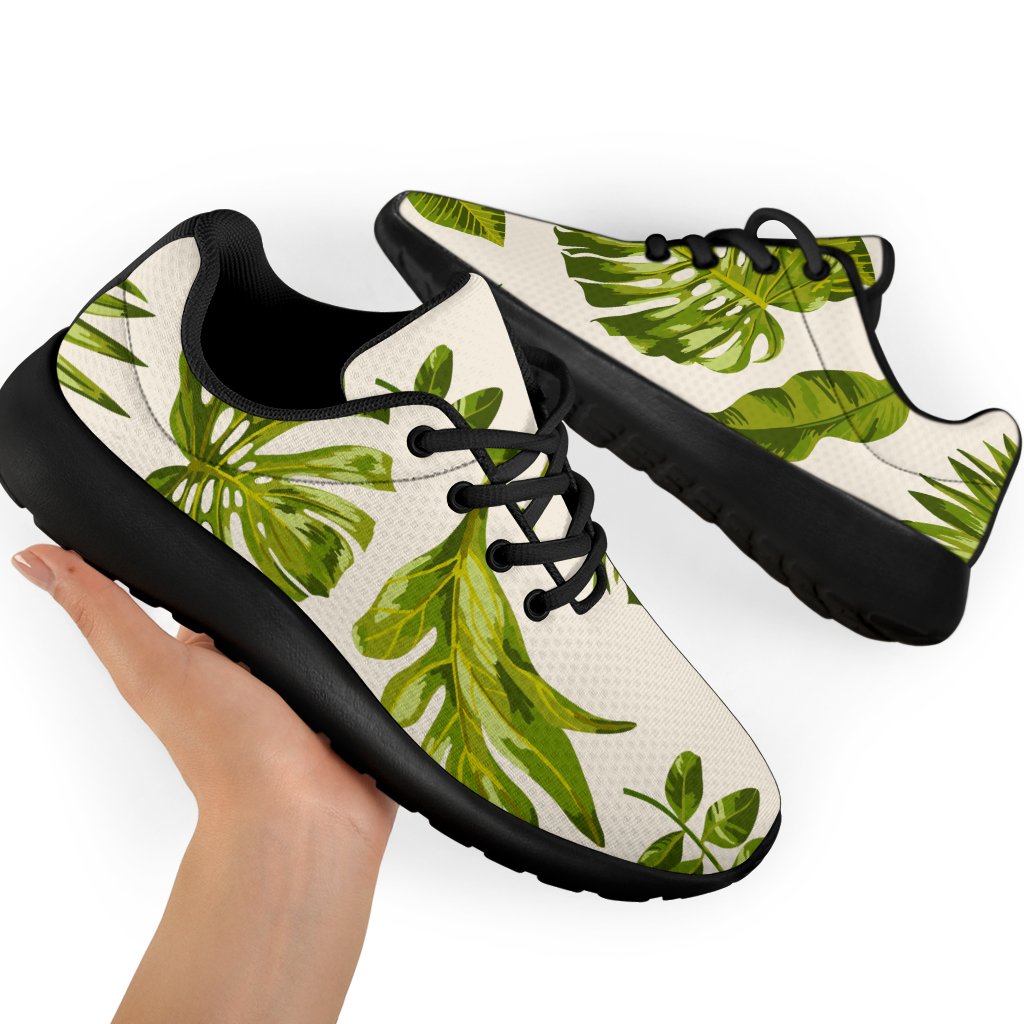 Light Tropical Leaf Pattern Print Sport Shoes GearFrost