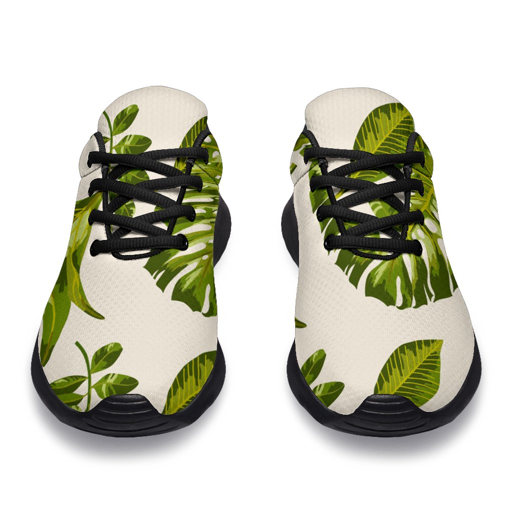 Light Tropical Leaf Pattern Print Sport Shoes GearFrost