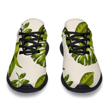 Light Tropical Leaf Pattern Print Sport Shoes GearFrost