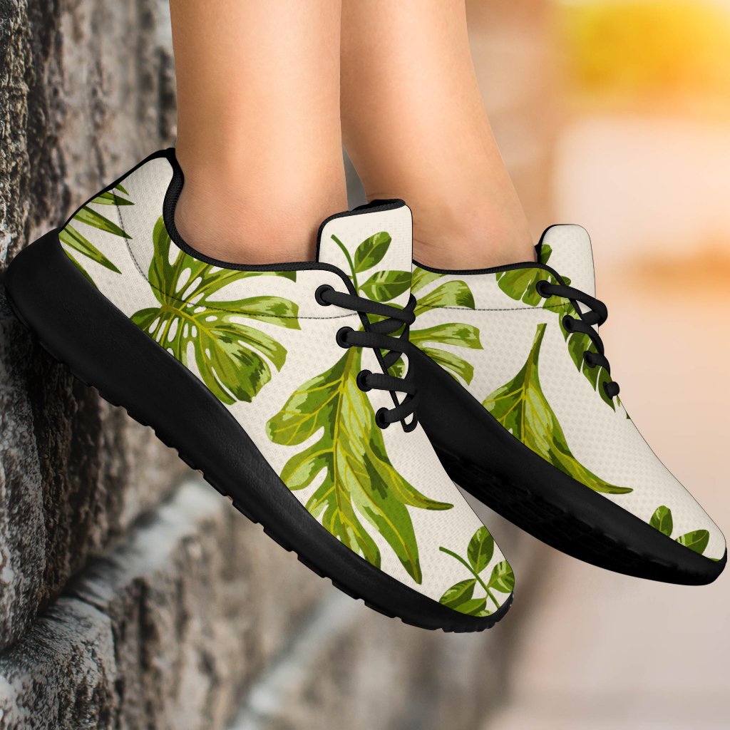 Light Tropical Leaf Pattern Print Sport Shoes GearFrost