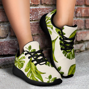 Light Tropical Leaf Pattern Print Sport Shoes GearFrost