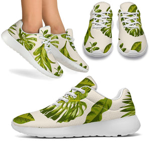 Light Tropical Leaf Pattern Print Sport Shoes GearFrost