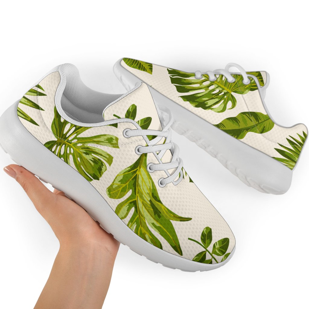 Light Tropical Leaf Pattern Print Sport Shoes GearFrost