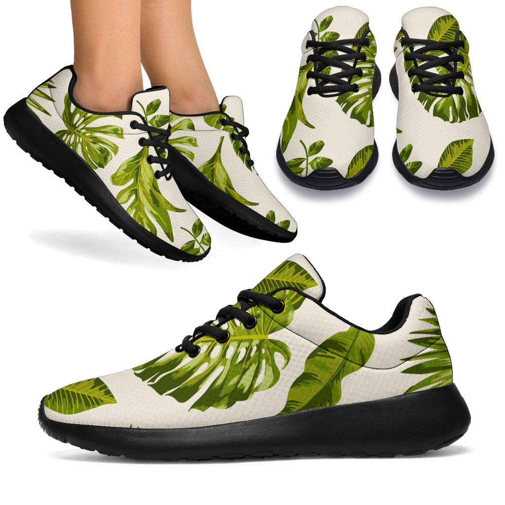 Light Tropical Leaf Pattern Print Sport Shoes GearFrost