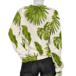 Light Tropical Leaf Pattern Print Women's Crewneck Sweatshirt GearFrost