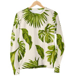Light Tropical Leaf Pattern Print Women's Crewneck Sweatshirt GearFrost