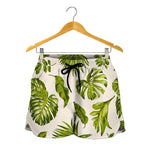 Light Tropical Leaf Pattern Print Women's Shorts