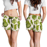 Light Tropical Leaf Pattern Print Women's Shorts