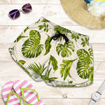 Light Tropical Leaf Pattern Print Women's Shorts