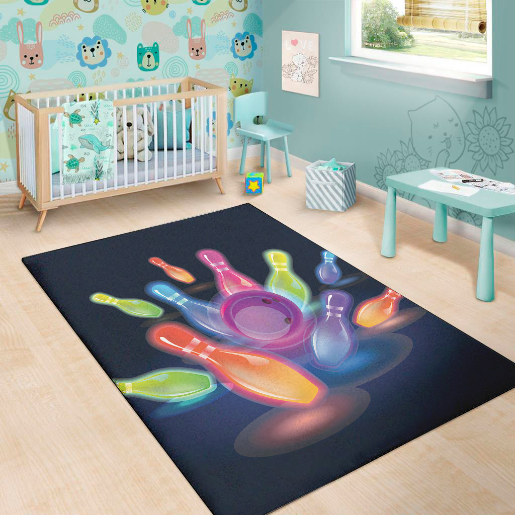 Light Up Bowling Pins Print Area Rug