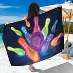 Light Up Bowling Pins Print Beach Sarong Wrap