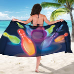 Light Up Bowling Pins Print Beach Sarong Wrap