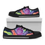 Light Up Bowling Pins Print Black Low Top Shoes 