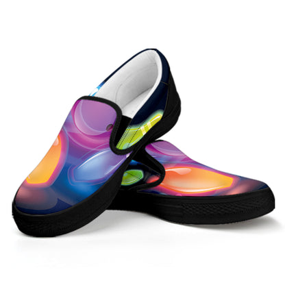 Light Up Bowling Pins Print Black Slip On Shoes