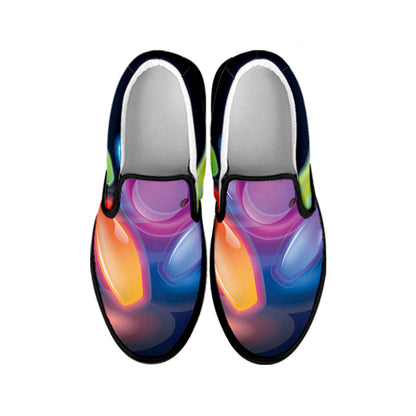 Light Up Bowling Pins Print Black Slip On Shoes