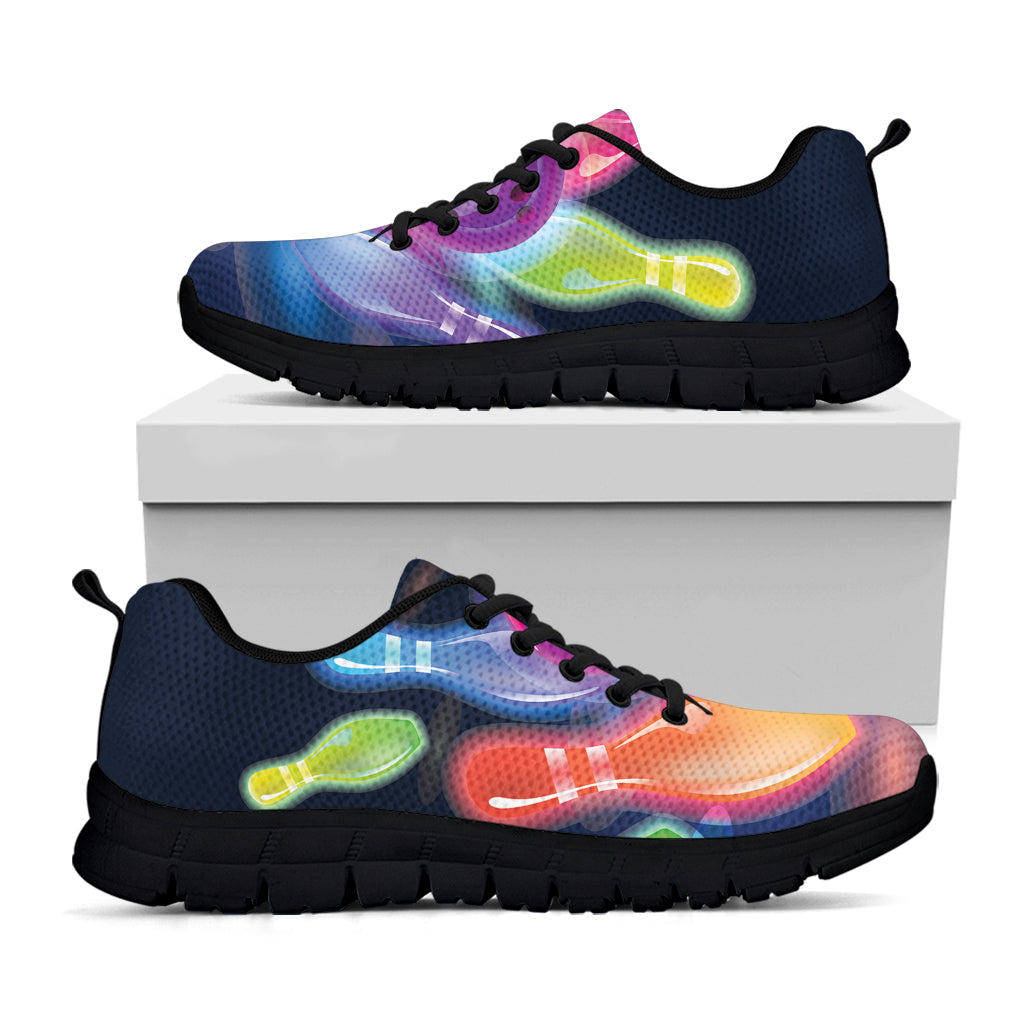 Light Up Bowling Pins Print Black Sneakers